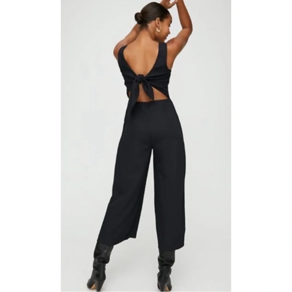 ARITZIA | Wilfred Écoulement Tie Back Sleeveless Jumpsuit in Black, Size 2 - Picture 1 of 15